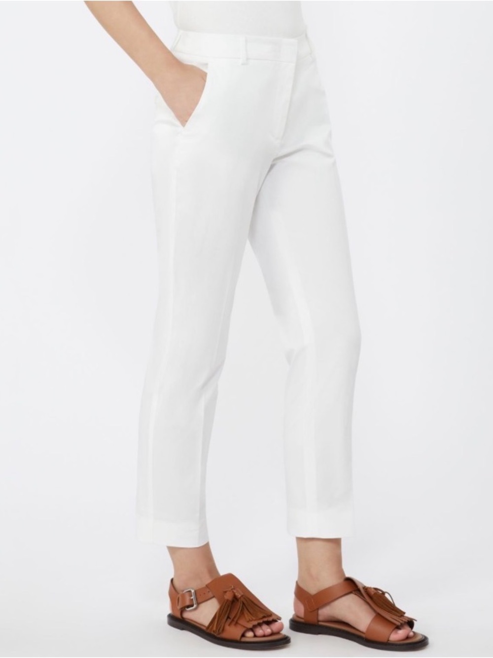 MAX MARA Weekend White Cigarette Pants 12 Stretch Cotton Ankle Slim Tailored EUC